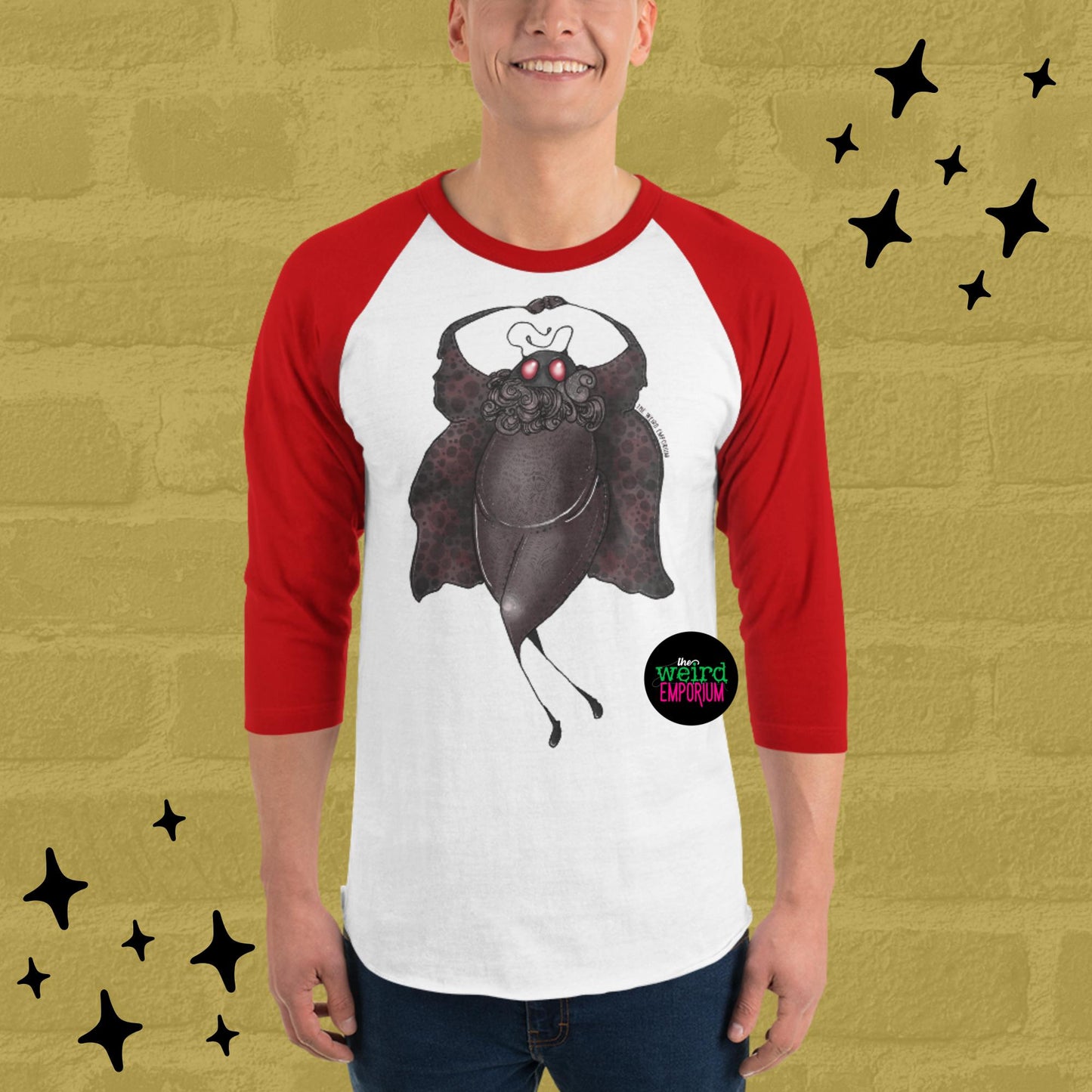 Dancing Mothman Baseball Tee Raglan