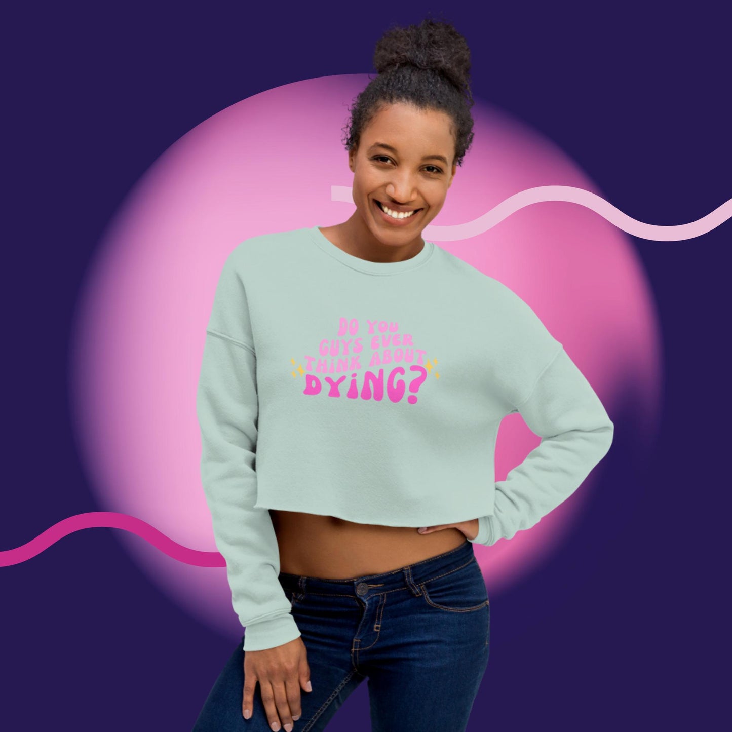 Do you ever think of dying Crop Sweatshirt (Barbie Movie)