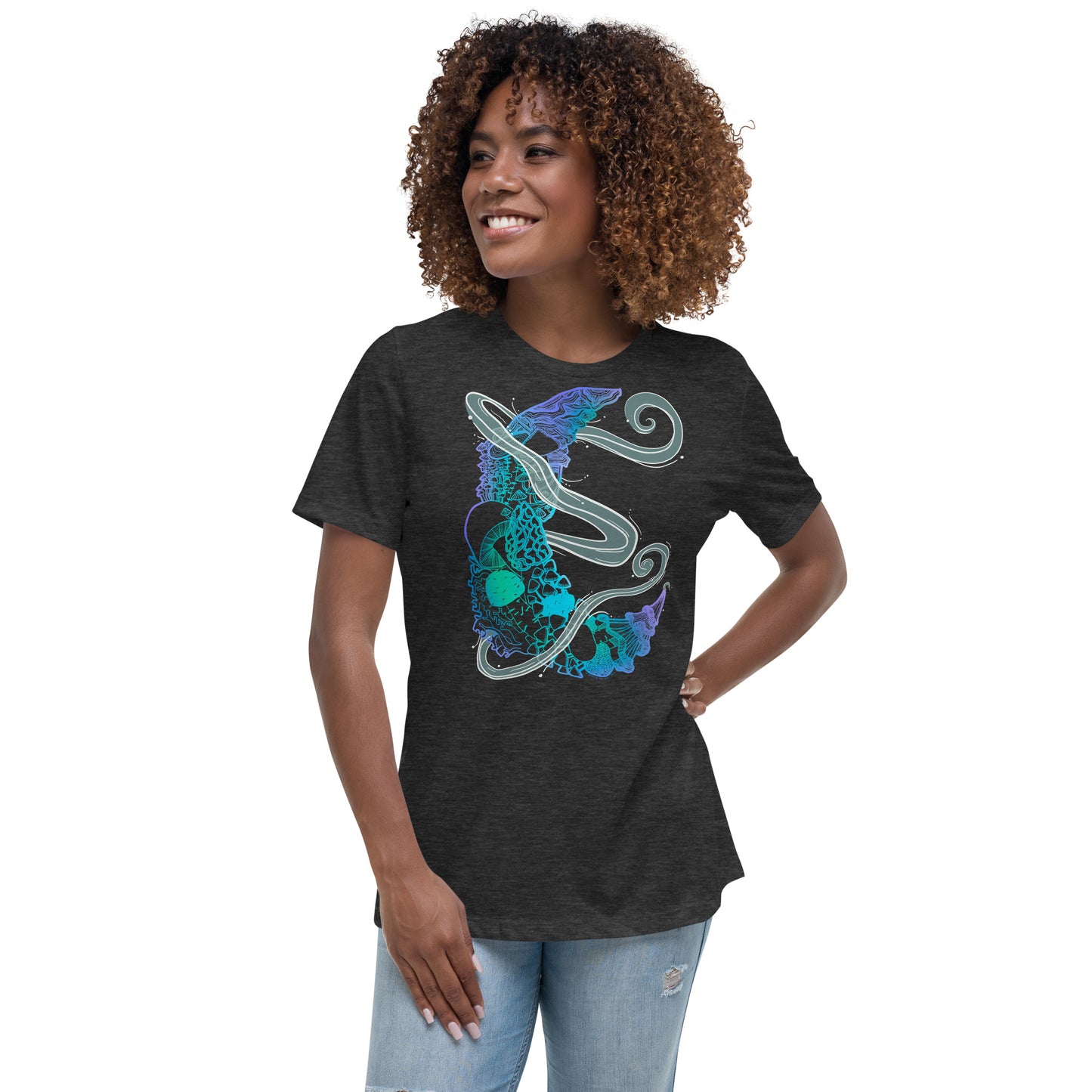 Cool Mushroom Moon Magic Women's Relaxed T-Shirt