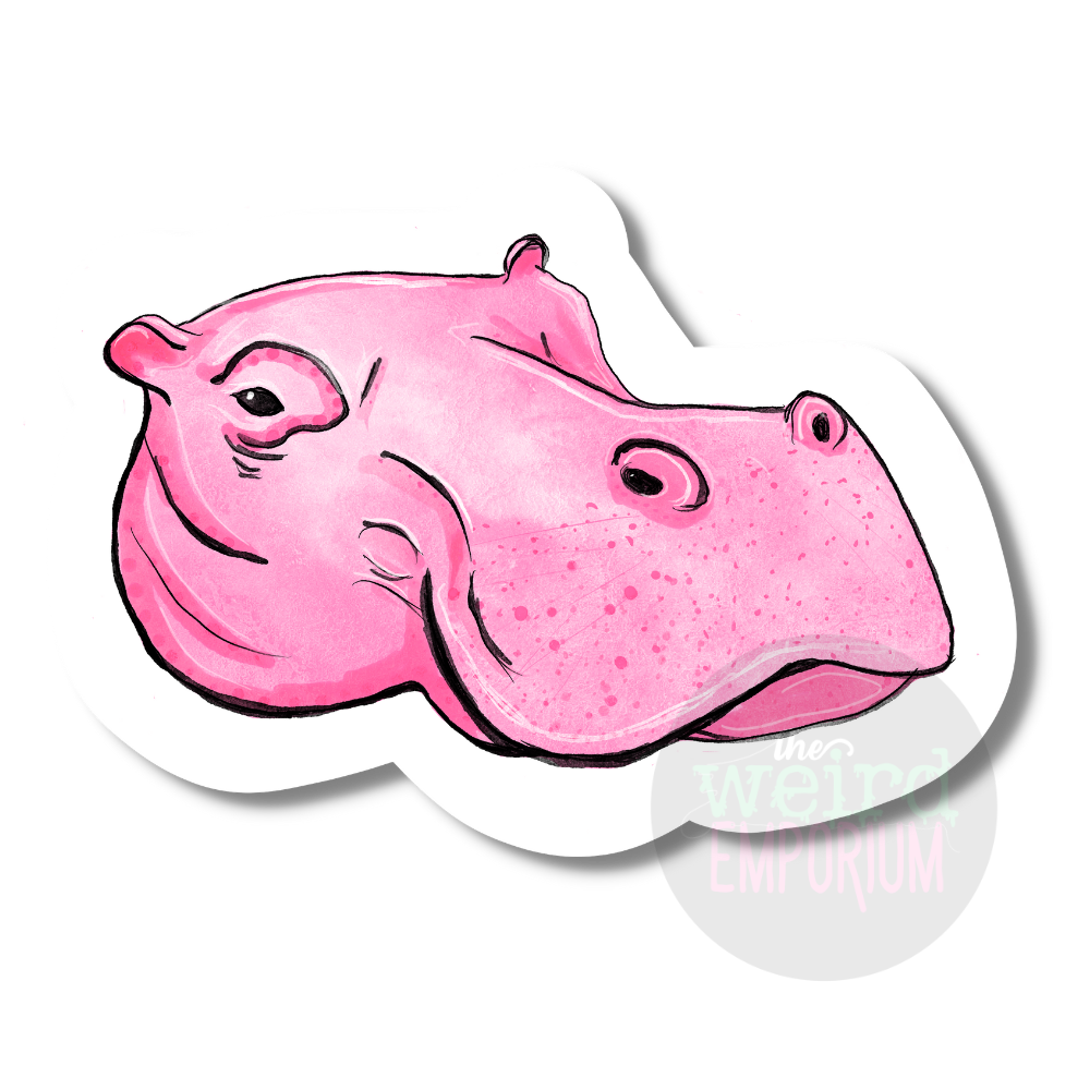 Pink Hippo Sticker