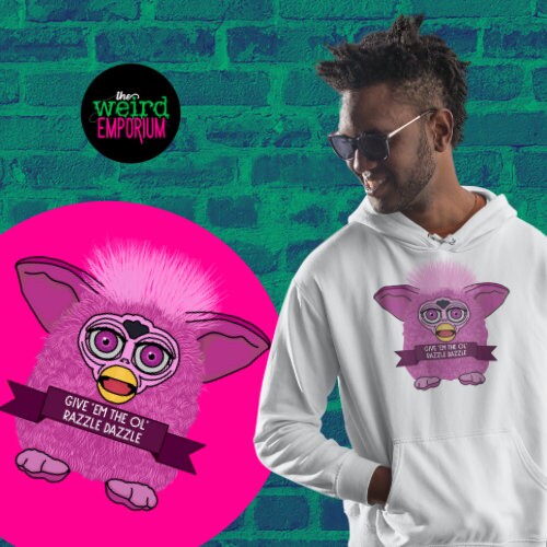 Furby toy, Furby hoodie, Furby Face, Chicago Tee, Razzle Dazzle, the weird emporium