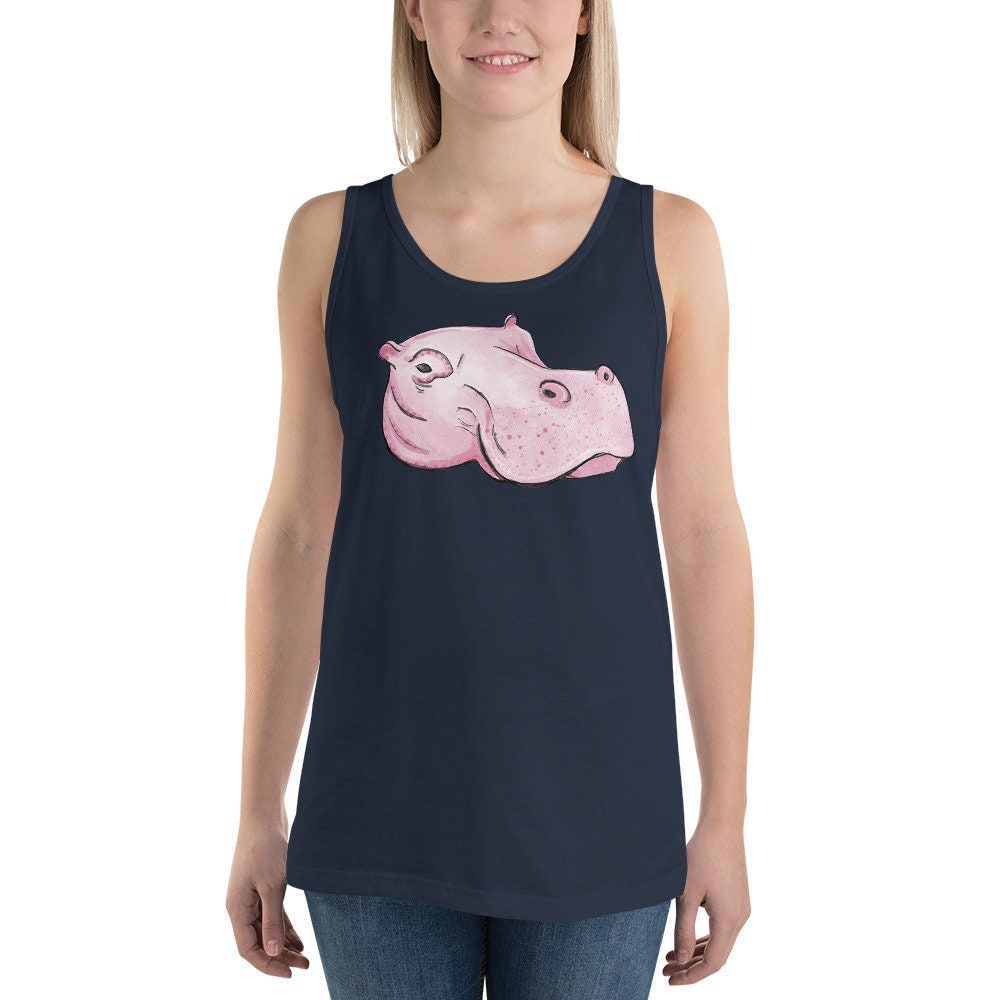 Pink Hippo Tank, Pink Hippo Shirt, Pink Tshirt, Hippo Tshirt,